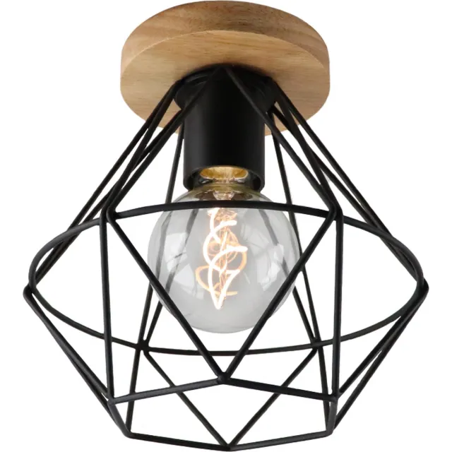 Olucia JOCHEM - Plafondlamp - Bruin / Zwart - Geschikt voor Woonkamer/Slaapkamer/Hal - Vorm: Overig