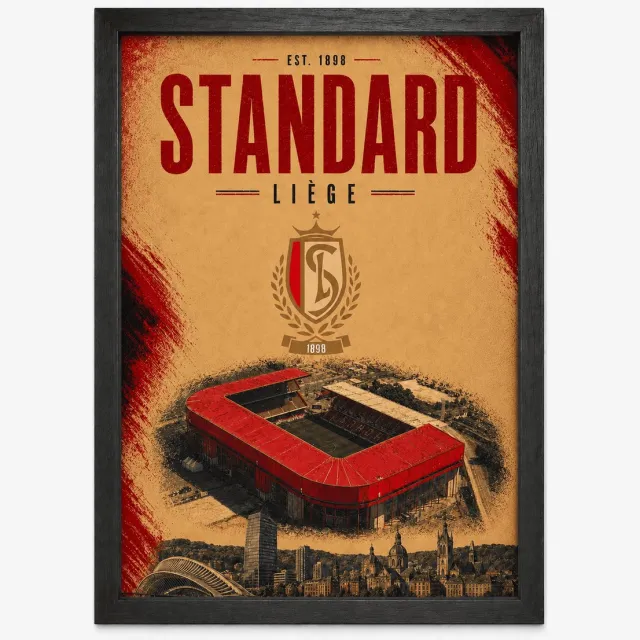 Joshimo Standard Luik Poster | Standard Liège Voetbalposter | Inclusief Zwarte A4 Lijst | Inclusief zwarte A4 lijst