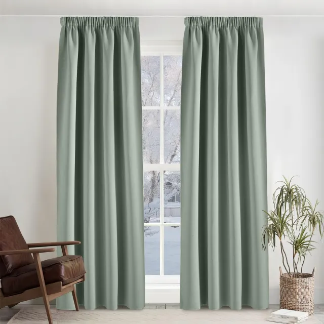 Famanu Warmte-isolerende verduisteringsgordijnen met plooiband, 140B x 245H cm, 2 panelen, salingroen, ideaal voor woonkamer en slaapkamer, basisverduistering van 75-85%, gemaakt van dikke isolatiestof, biedt bescherming tegen kou en warmte
