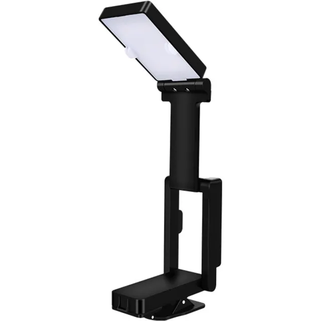 OUTARO Oplaadbare LED klemlamp zwart 700mAh | Opvouwbare draagbare mini boeklamp | Oogvriendelijk als leeslamp en compacte bureaulamp