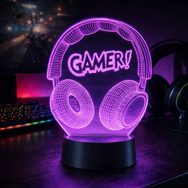Qware 3D LED Lamp - Gamer - 16 kleuren & effecten - Acryl lamp - Touch control - Afstandsbediening Multicolor, Paars