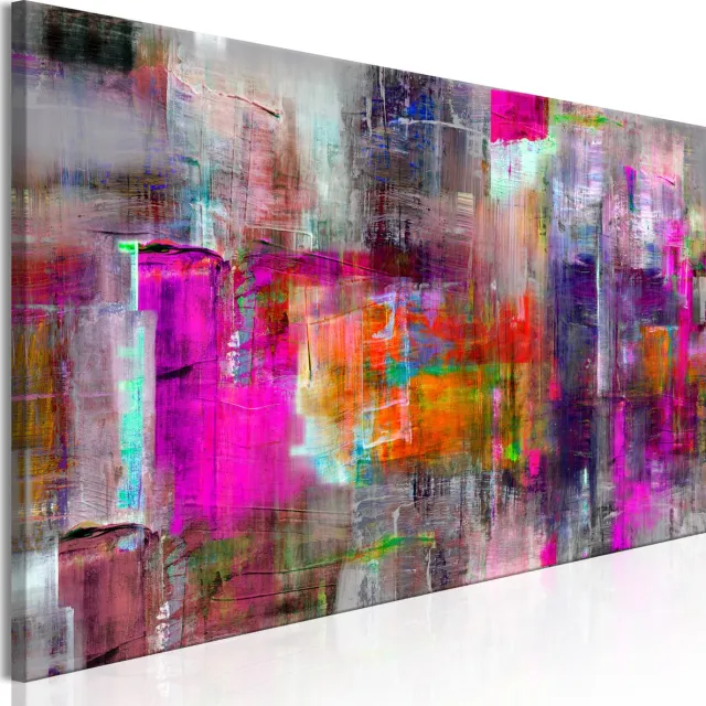 karo-art Schilderij - Land van Kleuren , multi kleur, Abstract, print op echt Italiaans canvas, Uv bestendig, voor woonkamer en slaapkamer Multikleur
