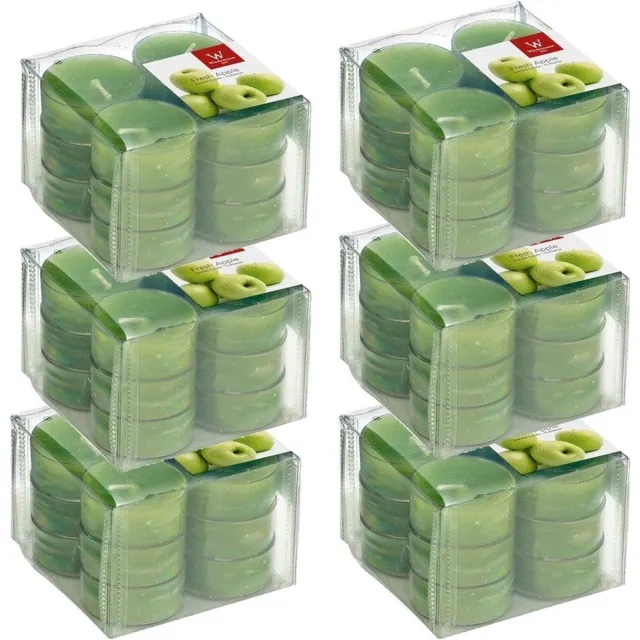Trend Candles geurtheelichtjes/waxinelichtjes - 72x - appel geur - 4 branduren -transparante cup Groen