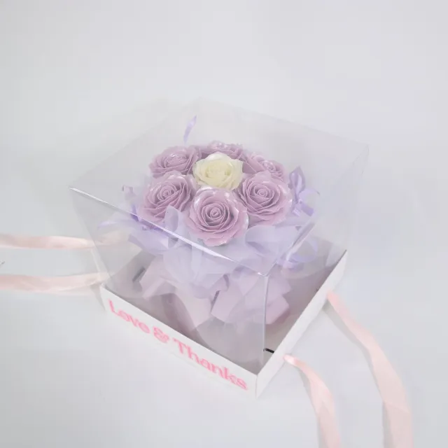 La Roselle Amsterdam Rozenboeket in Luxe Geschenkdoos – Kunstrozen Cadeau voor Haar – Inclusief Draagbox Lavendel, crème en lichtroze