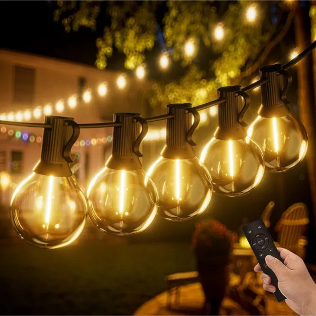 BOG Lichtketting Voor Buiten 60M - Dimbare G40 LED Lichtslinger Met Afstandsbediening - 100+4 Plastic Lampen - Waterdichte Hanglampen Voor Tuin - Terras - Feest - Bistro [Energieklasse G]