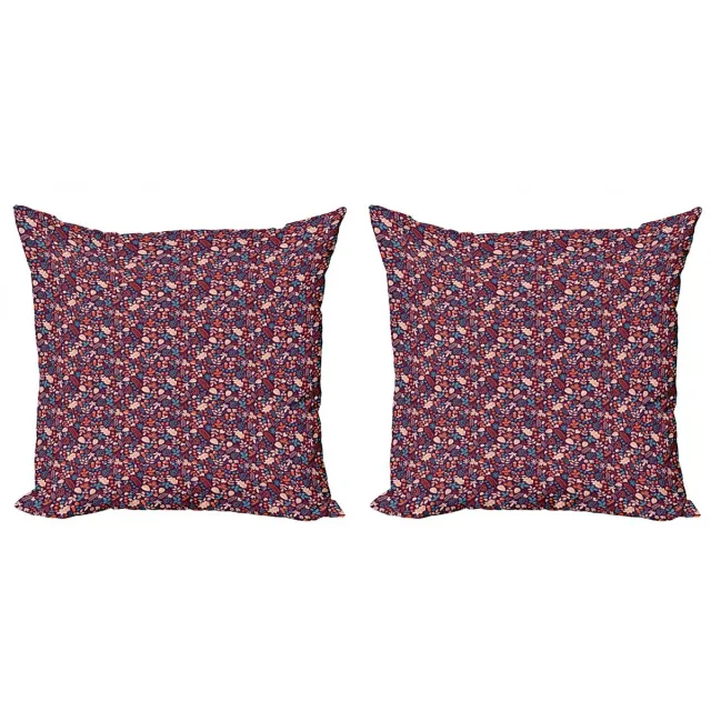 ABAKUHAUS Eikel Kussenhoes Set – 2x 40x40 cm – Dubbelzijdig bedrukt – Rits – Multicolor Meerkleurig