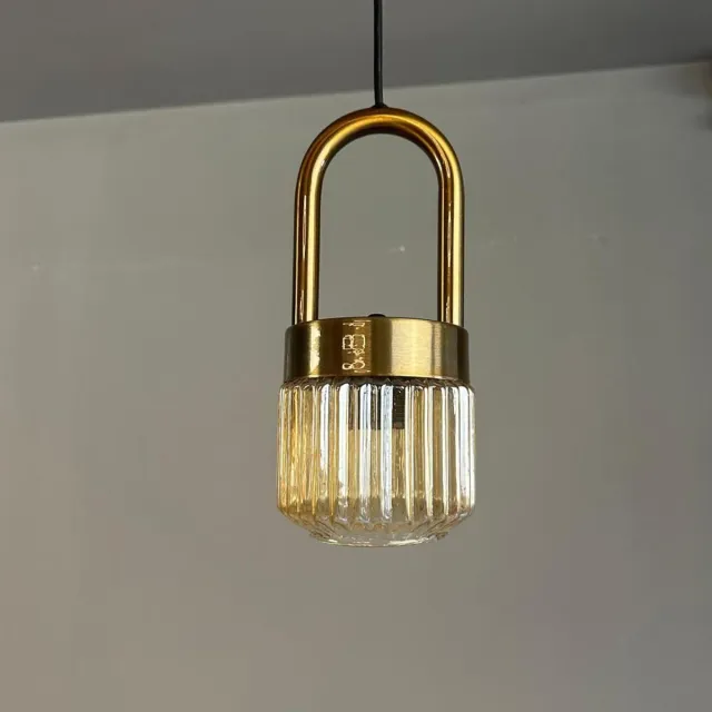 Bamyum Jerno hanglamp Ø11 cm, hanglamp vintage, industrieel van metaal en glas E27, woonkamerlamp hangend, eettafel, keukenlamp Honigfarbe