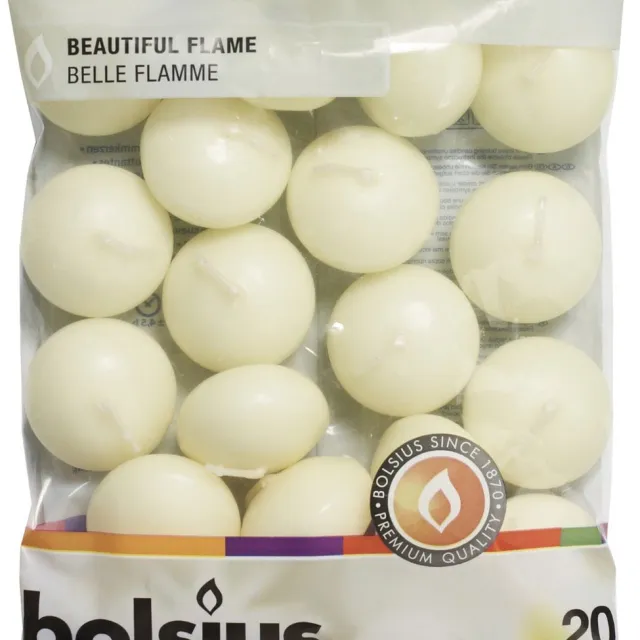 Bolsius Drijfkaarsen - Ø4,5 cm - 20 stuks per verpakking - Ivoor Beige