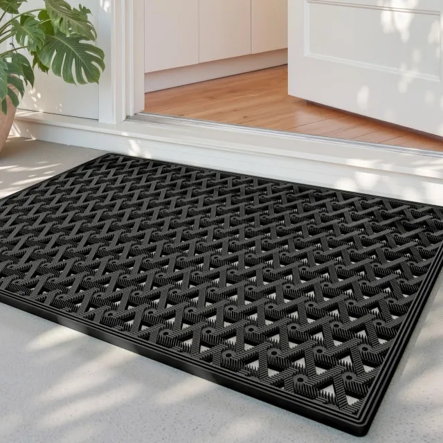 Famanu Deurmat Buiten - Voorkomt modder en water in huis - Antislip en waterdicht - Zwart 1 stuk