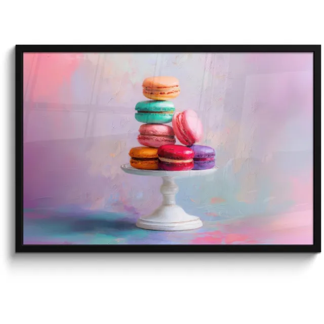 FrameYourWall Poster in lijst - Fotolijst 90x60 cm - Posters - Macarons - Schaal - Pastel - Kleurrijk - Posterlijst zwart - Decoratie - Wanddecoratie woonkamer - Muurdecoratie slaapkamer
