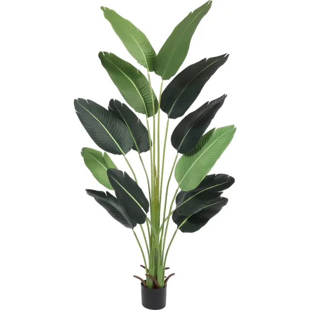 Kunstpalm Kunst Strelitzia Caracas | 175cm – Deluxe - Kunstplant grote bladeren – Nep Strelitzia Bananenplant – Tropische Kunstplant – Strelitzia Kunst Kamerplant – Onderhoudsvrij Donkergroen