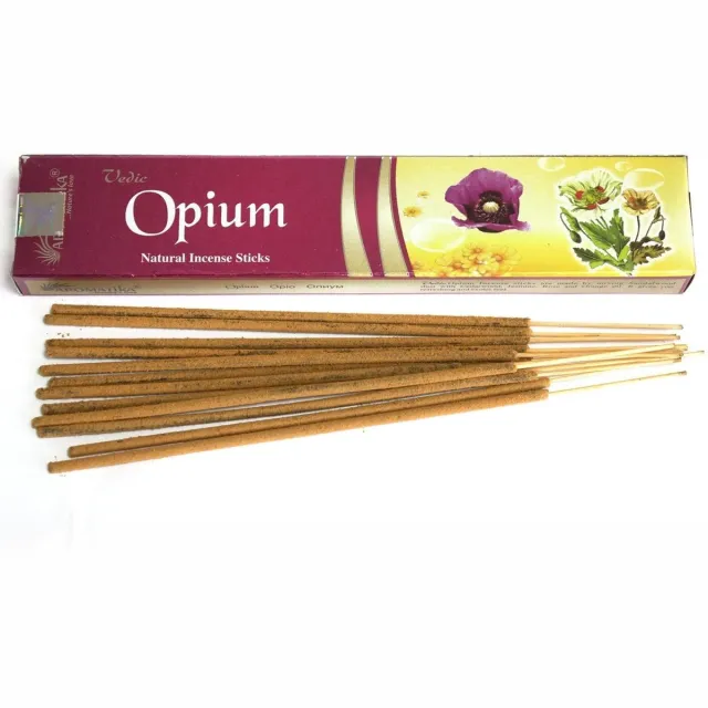 AUM Fragances 2 stuks Natuurlijke wierook - Vedische OPIUM - verfrissend en exotische gevoel 2x12 stokjes naturel