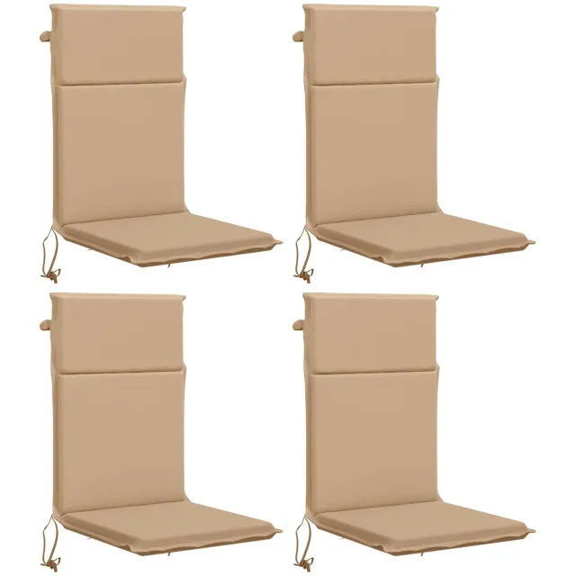 vidaXL Kussen - voor - stoel - met - hoge - rug - GEMERT - 4 - st - 100% - Polyester - Zand