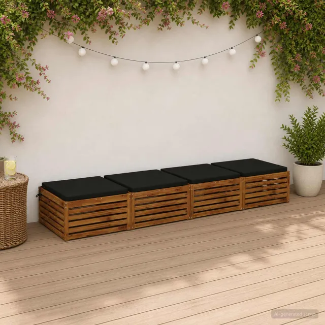 vidaXL Zitkussens SOEST 4 st 100% Polyester Zwart 80 x 80 x 5 cm