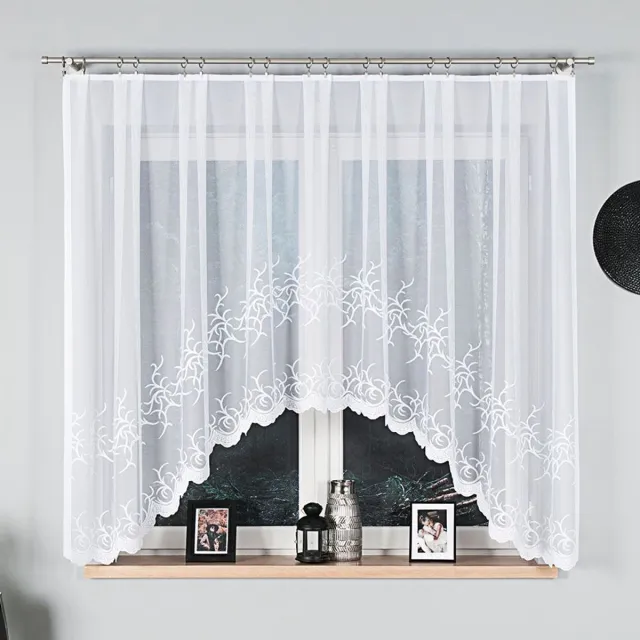 Markizeta BAKARO - Jacquard Gordijn - 320x160 cm - Witte Kleur - Takjes Motief