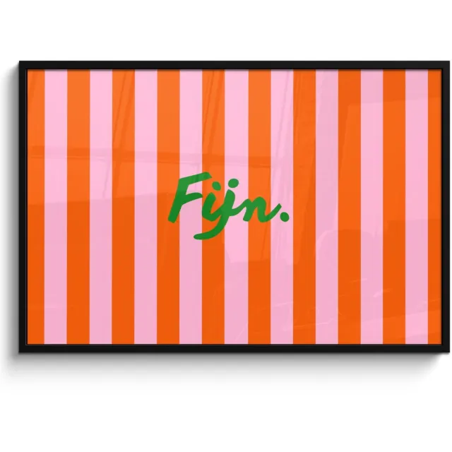 FrameYourWall Poster in lijst - Fotolijst 120x80 cm - Posters - Patroon - Oranje - Fijn - Strepen - Posterlijst zwart - Decoratie - Wanddecoratie woonkamer - Muurdecoratie slaapkamer