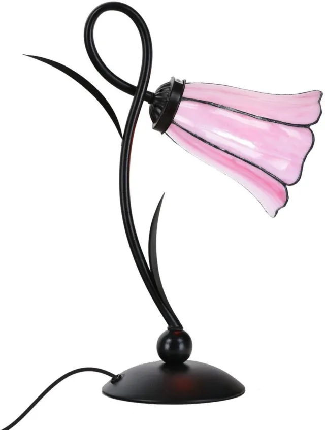 Coloured by Art Tiffany Tafellamp Lovely Liseron Pink - Art Deco Trade Roze