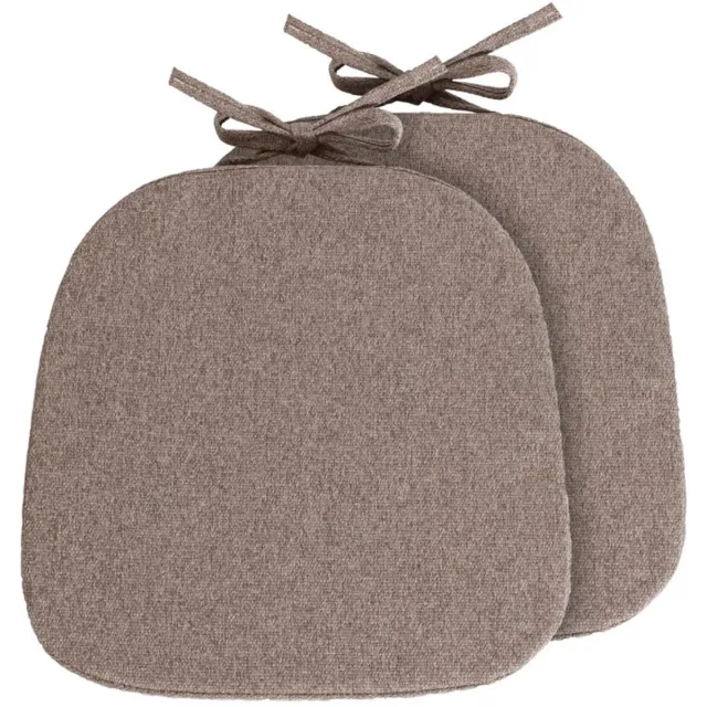 longziming Stoelkussen met Banden – Comfortabele Vulling – Duurzame Stof – Stevige Bevestiging – Geschikt voor Binnen en Buiten – 43 x 41 cm – 2 Stuks – Bruin