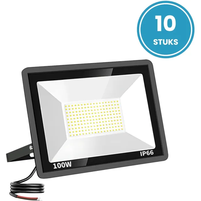 Tsong LED schijnwerper 100W - 10 stuks - Warmwit 3000K - 12.000 lm - 120° breedstraler - IP66