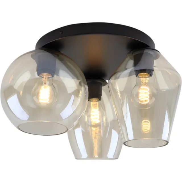 Olucia LAZARO - Plafondlamp - Amber / Zwart - Vorm: Rond