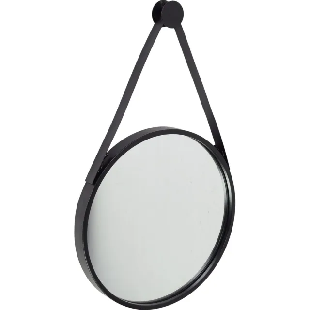 Fragix Triangle wandspiegel rond - Zwart - Metaal - Ø35cm - Industrieel