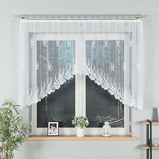 Markizeta GOSIA Serie - Kant-en-klare Jacquard Vitrage - 300x120 cm - Wit - Decoratieve Rand