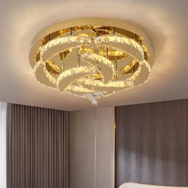 Mrs. Jones Maan Crystal LED Lamp - Met Afstandsbediening - Moderne Lamp - Kristal Kroonluchter - Woonkamer Lamp - Plafonniere goud