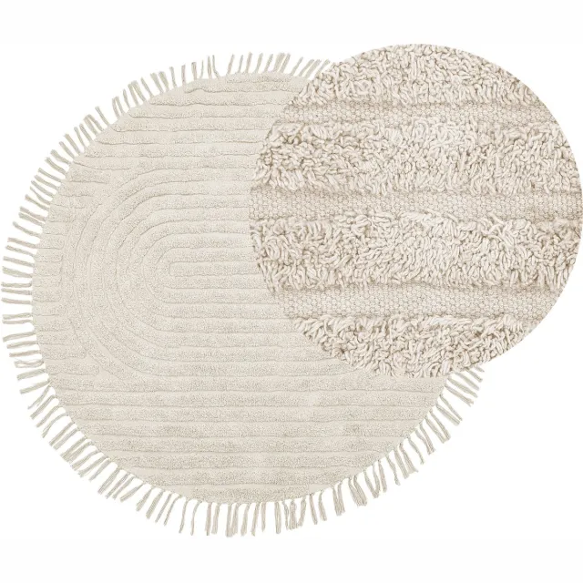 Beliani HALFETI - Vloerkleed - Lichtbeige - 140 x 140 cm - Katoen