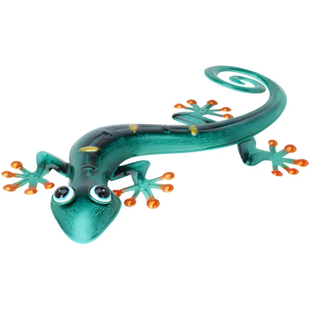 Pro Garden Wanddecoratie hagedis - blauw - 47 x 23 cm - metaal - muurdecoratie / schutting / tuin