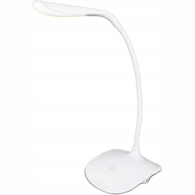 Qualu LED Bureaulamp - Estoya Acrin - 3W - Helder/Koud Wit 5500K - Touch Schakelaar - Dimbaar - Flexibele Arm - USB Opladen - Mat Wit - Kunststof