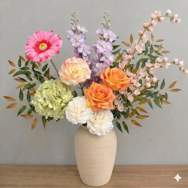sogiol Kunstbloemen -Zijden bloemen boeket - Onderhoudsvrij - Herbruikbaar - Inclusief vaas - Decoratie voor thuis - Valentijn & Moederdag Cadeau Veelkleurig