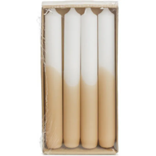 Rustik Lys Luxe Dinerkaarsen Half Dipped - Rustik Lys - Tafelkaarsen - Apricot Wit - Set Van 4 Kaarsen - 2,15 x 19 cm Beige