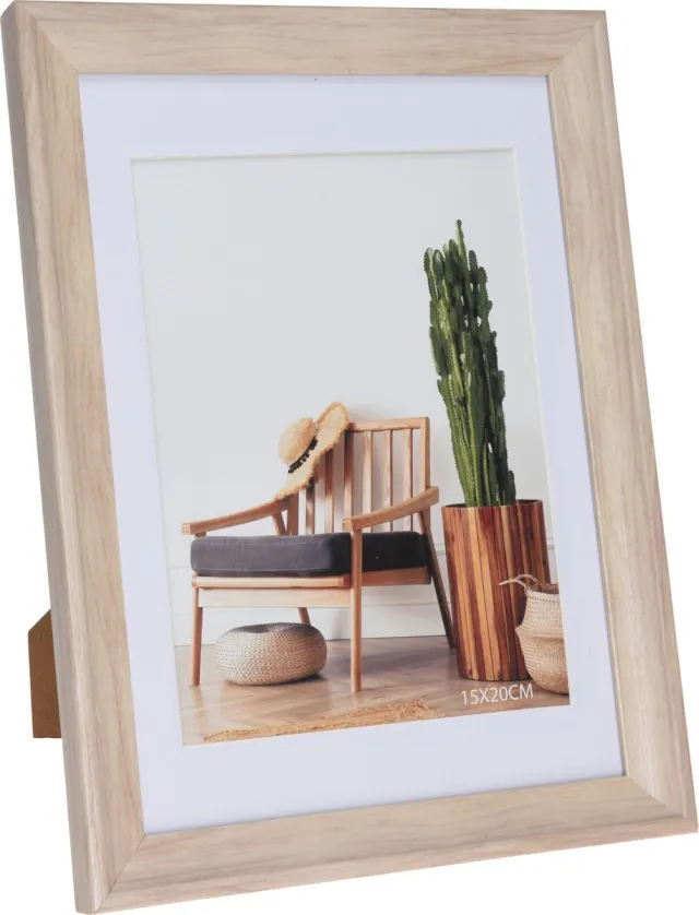 Home & Styling Fotolijst - hout look - kunststof - geschikt voor foto van 15x20cm - fotolijstje Bruin