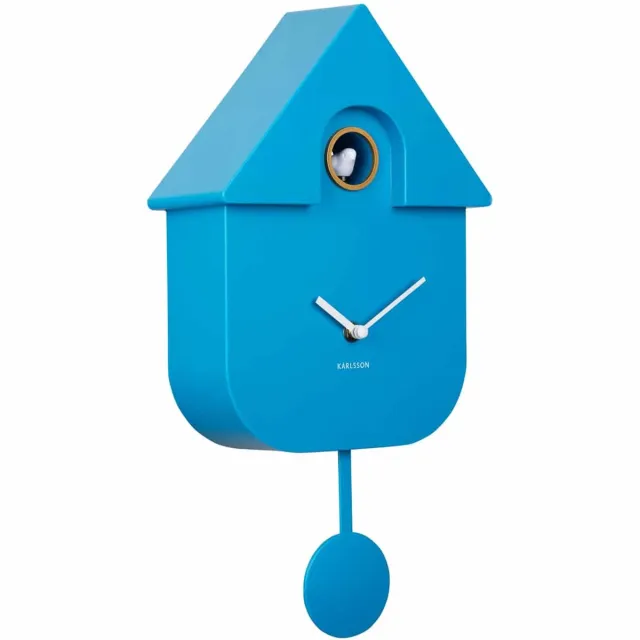 Karlsson Koekoeksklok Modern Cuckoo - Blauw - 8.5x21.5x41cm - Wandklok Scandinavisch Helderblauw