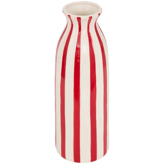 Feeric lights & Christmas Keramische kerstvaas met rode en witte strepen, hoogte 35 cm Rouge