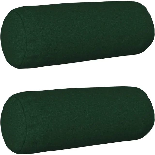 vidaXL Dekenkussen - 2 - st - HEERLEN - Donkergroen - Diam. - 15 - x - 40 - cm - Stof