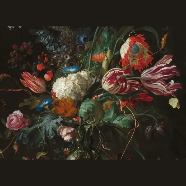 Art for the Home Canvas Bloemen in een Glazen Vaas - Bloemen - 70x100cm - Multikleur