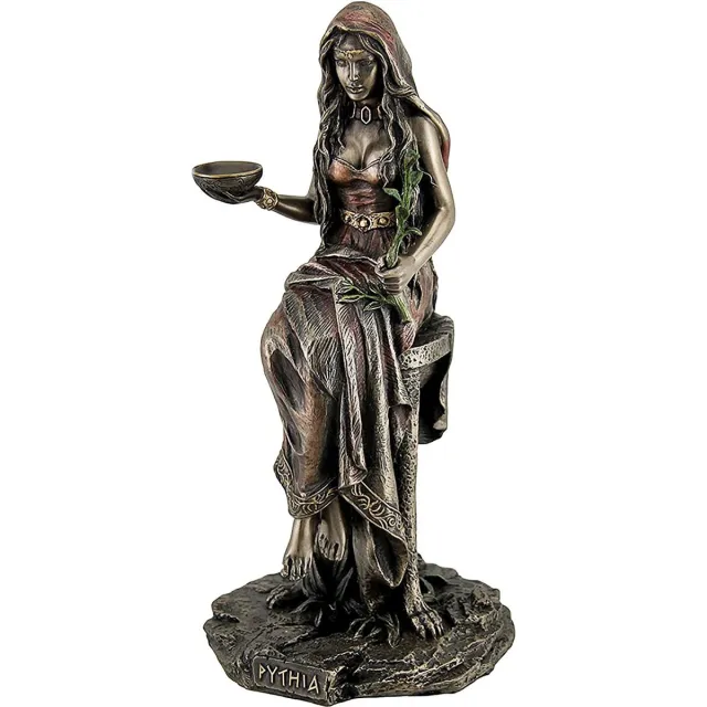 Veronese Design Gebronsd beeld - Pythia het Orakel van Delphi in de Tempel van Apollo - zeer gedetailleerd en mooi - 25,5cm