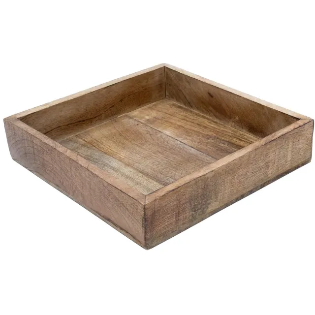 Famanu Dienblad Vierkant - 25 cm - Decoratieve Houten Schaal - Kaarsendienblad - Serveerschaal - Kaarsenschaal wit