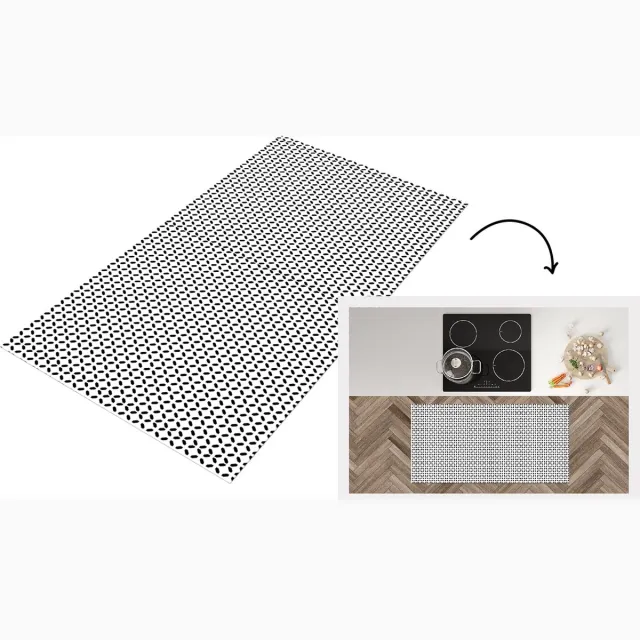 KitchenYeah Keukenloper - Loper keuken - Zwart - Wit - Geometrie - Patronen - Abstract - Keukenloper vinyl, foto 6