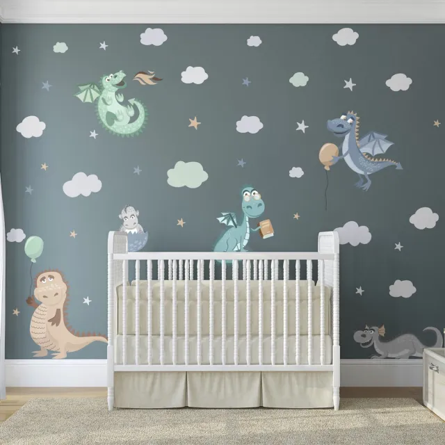 Ambiance Sticker Muurstickers - Ondeugende Dinosaurussen - Zelfklevende Stickers - 145x110cm Multi color