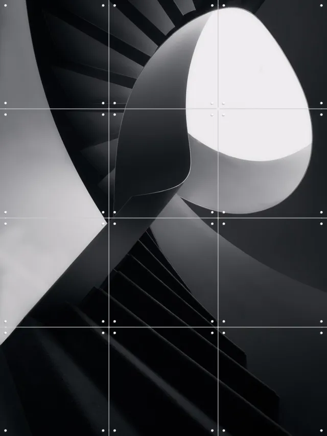 IXXI Round Lines, Olavo Azavedo & Various - 60 x 80 cm - Grote wanddecoratie en posters - Abstract, Geometrische Kunst, Fotografie, Minimalisme Monochroom / Zwart en wit / Zwart