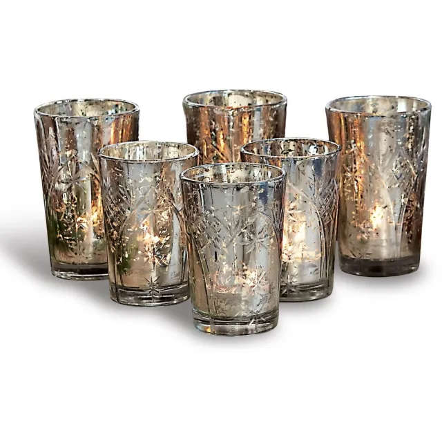 Loberon Windlicht set van 6 Latona antiekzilverkleurig