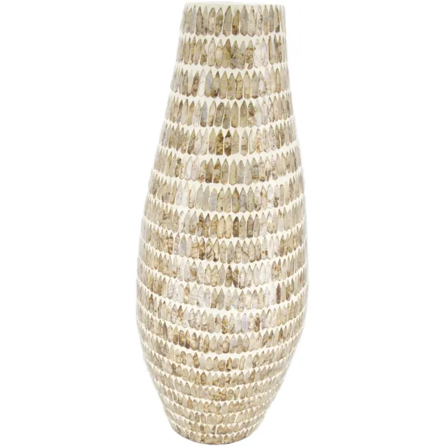 Youna Label Grote Hoge Vaas - Capiz & Bamboe - Bruin/Naturel - 58 cm Beige