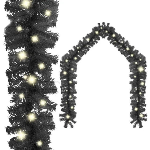vidaXL Kerstslinger - met - LED-lampjes - 10 - m - zwart