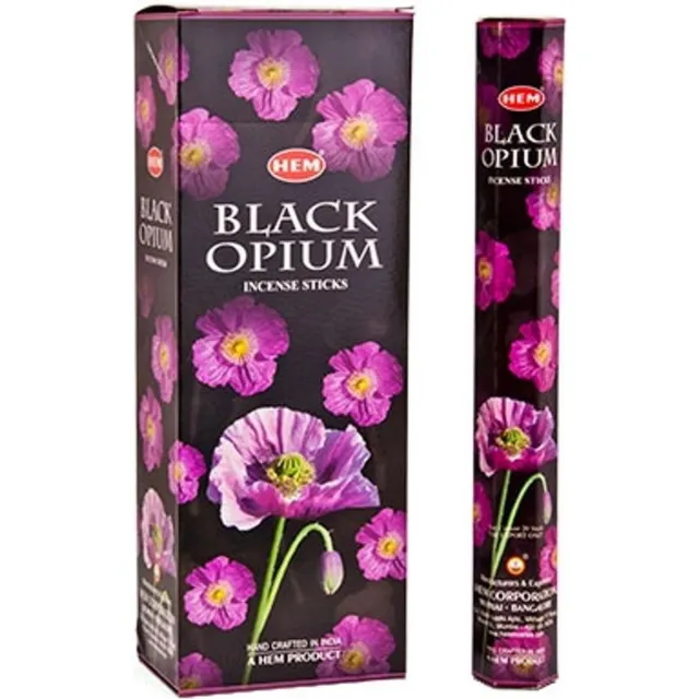 HEM Black opium Wierook (HEM) - 6 pakjes zwart
