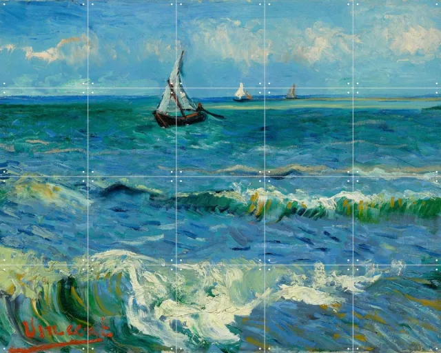 IXXI Seascape near Les Saintes-Maries-de-la-Mer (1888), Vincent van Gogh (1853 - 1890) & Van Gogh Museum - 100 x 80 cm - Grote wanddecoratie en Lichte tinten / Blauw