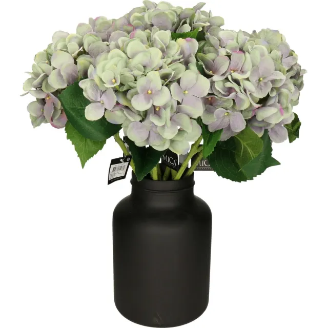 Mica Decorations Kunstbloem - 5x - Hortensia tak - lichtblauw - 51 cm - losse steel - Kunst zijdebloemen
