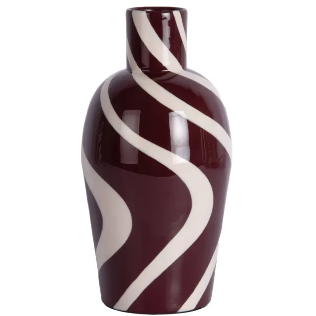 Present Time vaas - bordeauxrood/wit burgundy rood, wit