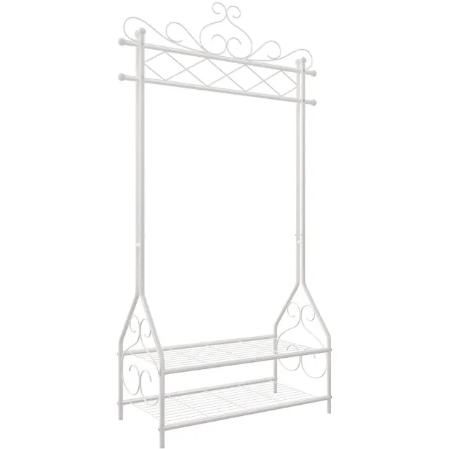Hoppa! Vintage kledingstandaard - wit - metaal - 92 x 173 x 41 cm (B x D x H)